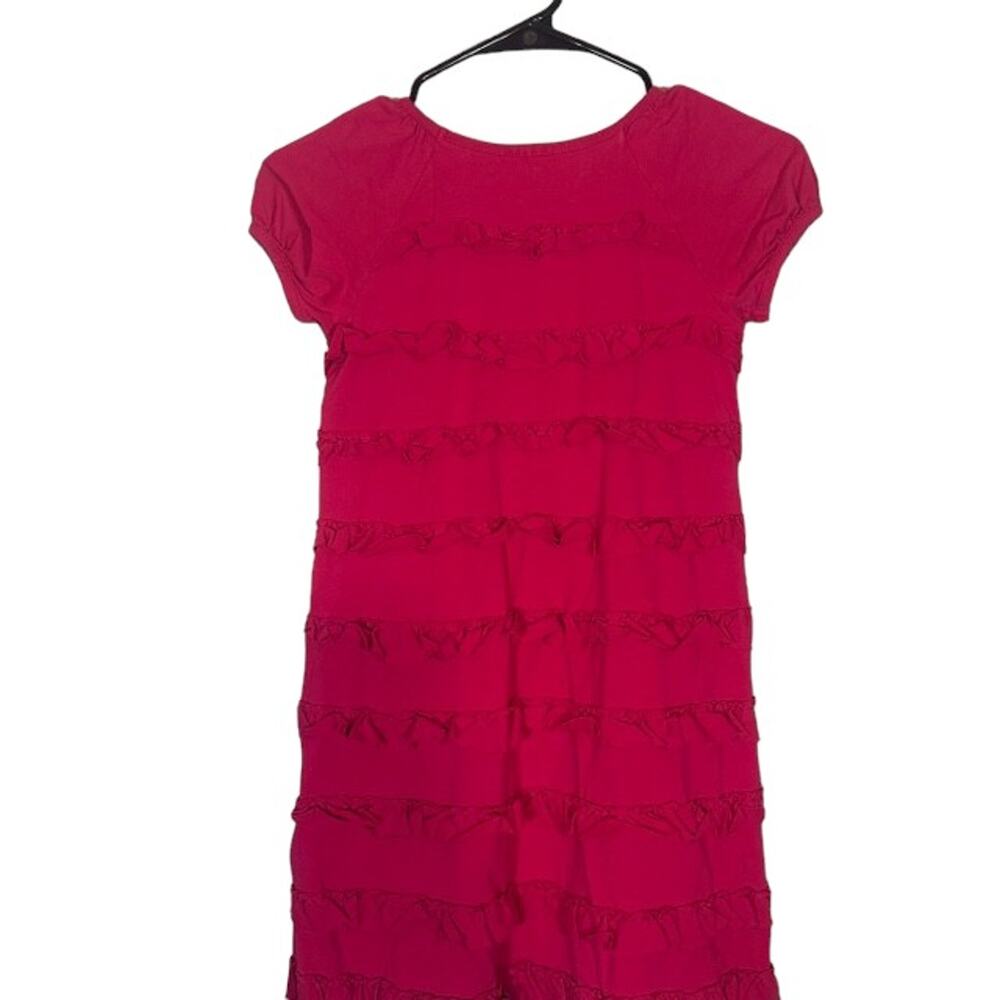 Hanna Andersson Pink Layered Ruffle Short Sleeve Bodycon Dress Kids Sz S View 2